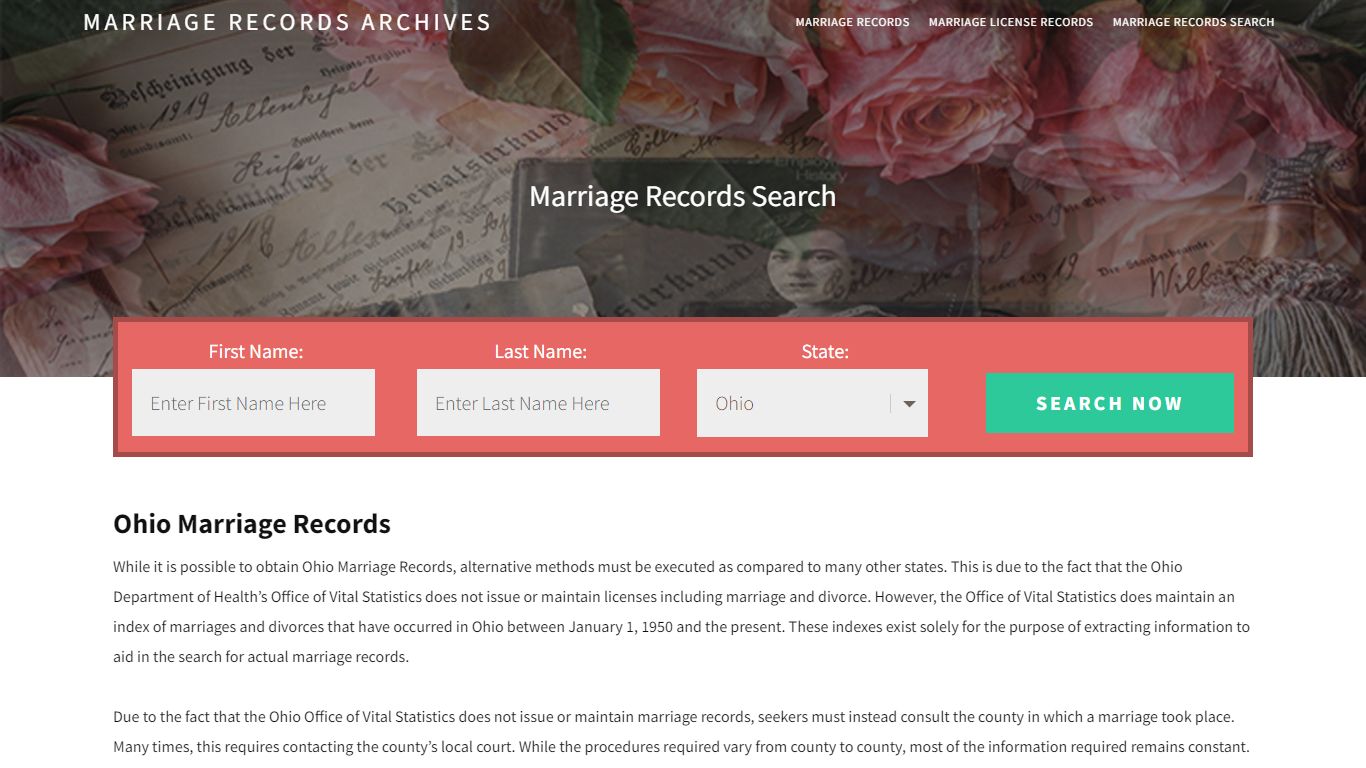 Ohio Marriage Records | Enter Name and Search | 14 Days Free