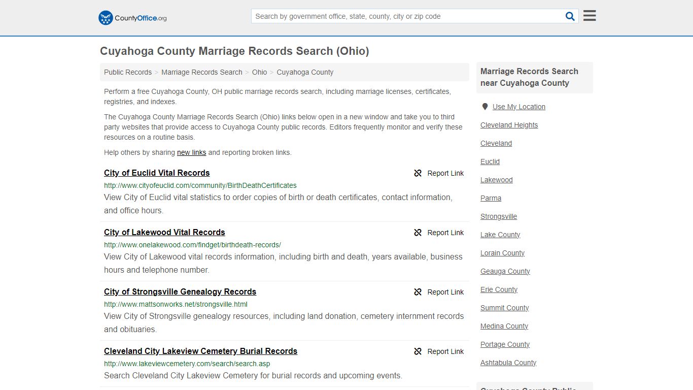 Cuyahoga County Marriage Records Search (Ohio) - County Office